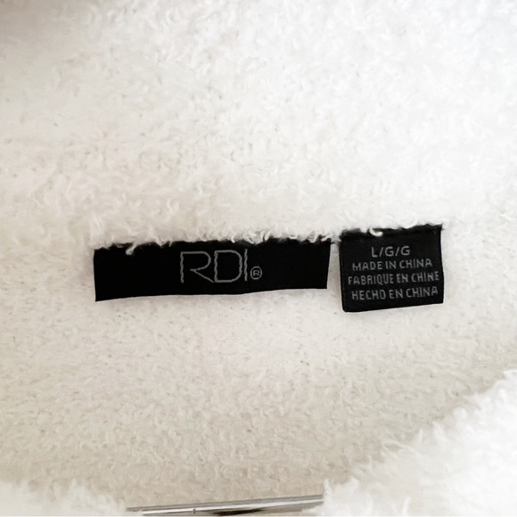 EUC RDI White Fleece 1/4 Zip up Cropped Pullover Sweater Sz L - Picture 5 of 7